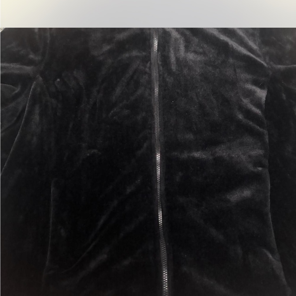 Black Velvet faux fur  Zip-Up Jacket - Picture 2 of 8